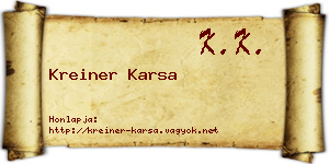Kreiner Karsa névjegykártya